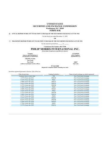 Thumbnail Philip Morris International 10-K Annual Report 2020