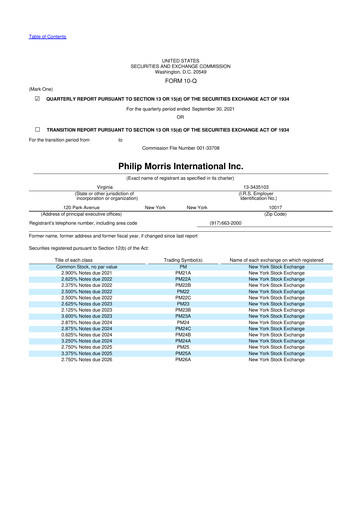 Vorschaubild Philip Morris International 10-Q Quartalsbericht 2021 
