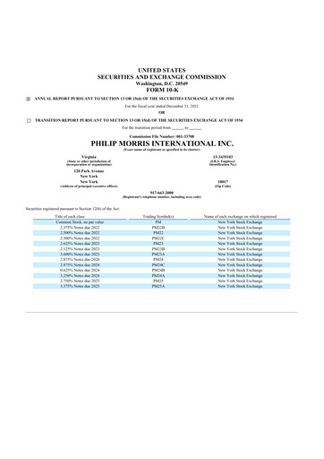 Thumbnail Philip Morris International 10-K Annual Report 2021