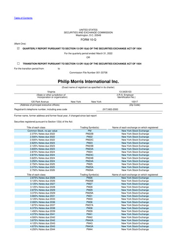 Vorschaubild Philip Morris International 10-Q Quartalsbericht 2022 