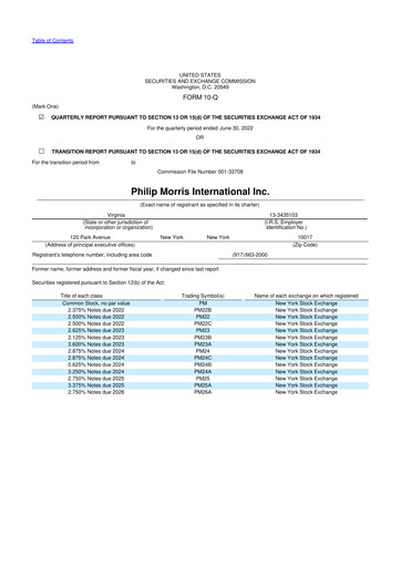 Vorschaubild Philip Morris International 10-Q Quartalsbericht 2022 