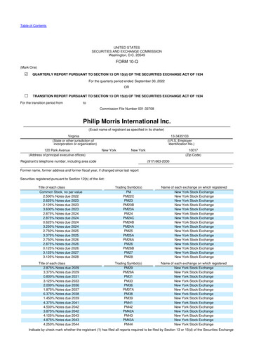 Vorschaubild Philip Morris International 10-Q Quartalsbericht 2022 