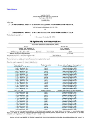 Vorschaubild Philip Morris International 10-Q Quartalsbericht 2023 