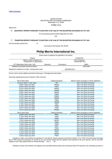 Vorschaubild Philip Morris International 10-Q Quartalsbericht 2023 