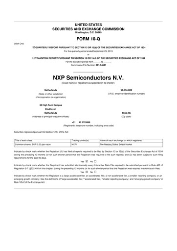 Vorschaubild NXP Semiconductors 10-Q Quartalsbericht 2019 