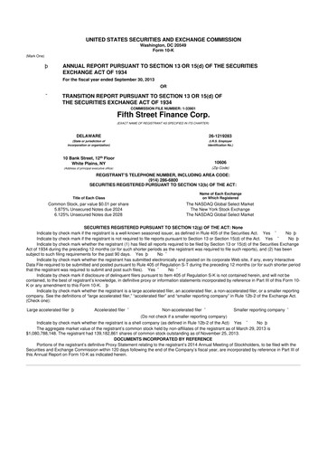 Miniature Oaktree Specialty Lending Corporation 10-K Rapport annuel 