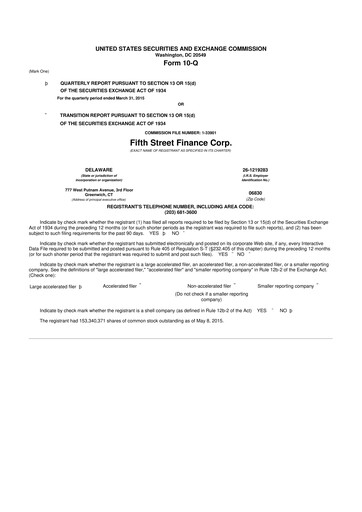 Thumbnail Oaktree Specialty Lending Corporation 10-Q Quarterly Report FY 