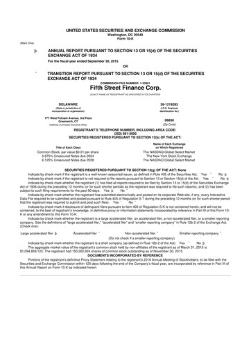 Miniature Oaktree Specialty Lending Corporation 10-K Rapport annuel 