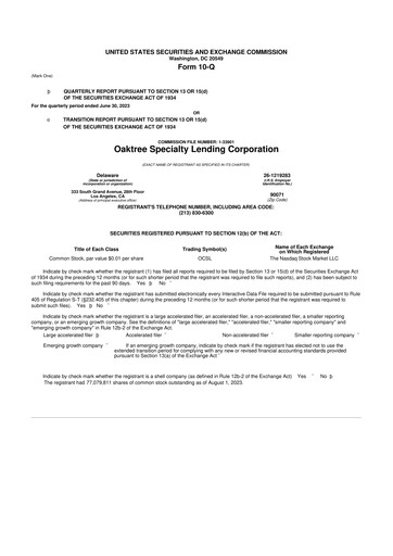Thumbnail Oaktree Specialty Lending Corporation 10-Q Quarterly Report FY2023 