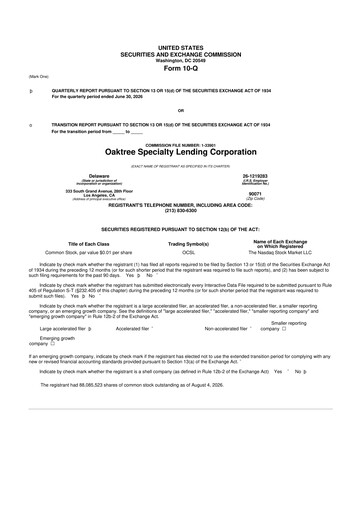 Thumbnail Oaktree Specialty Lending Corporation 10-Q Quarterly Report FY2026 