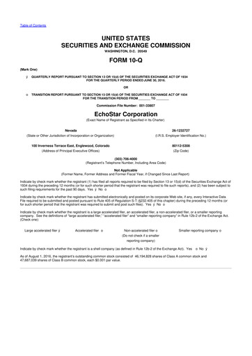 Vorschaubild EchoStar 10-Q Quartalsbericht 2016 