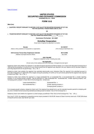 Vorschaubild EchoStar 10-Q Quartalsbericht 2018 