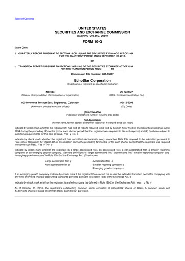 Vorschaubild EchoStar 10-Q Quartalsbericht 2018 