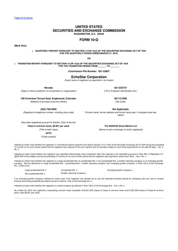 Vorschaubild EchoStar 10-Q Quartalsbericht 2019 