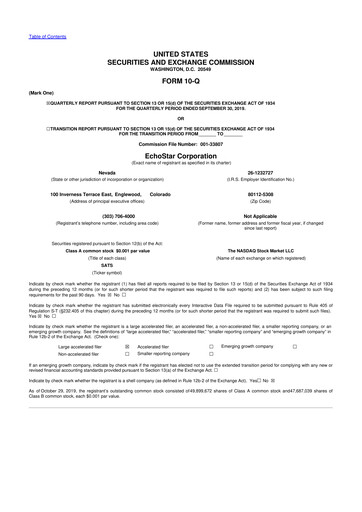 Vorschaubild EchoStar 10-Q Quartalsbericht 2019 