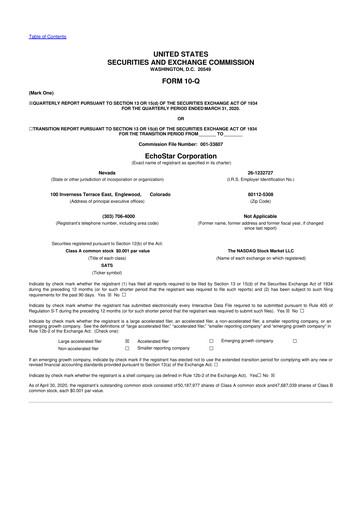 Vorschaubild EchoStar 10-Q Quartalsbericht 2020 