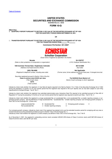 Vorschaubild EchoStar 10-Q Quartalsbericht 2021 