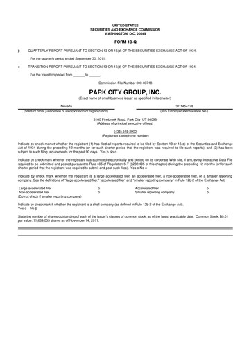 Miniature ReposiTrak 10-Q Rapport trimestriel 2011 