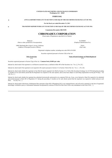 Thumbnail Niagen Bioscience 10-K Annual Report 2011