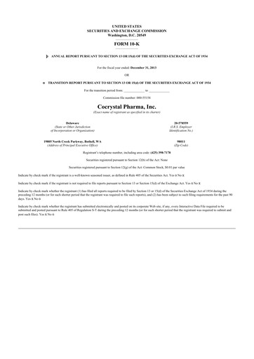 Vorschaubild Cocrystal Pharma
 10-K Jahresbericht 2013