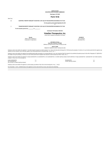 Thumbnail VistaGen Therapeutics
 10-Q Quarterly Report FY2014 