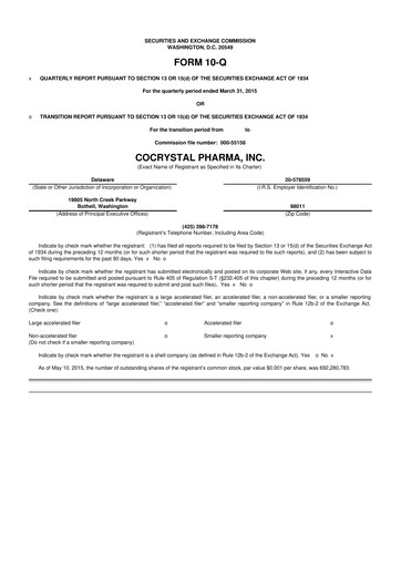 Thumbnail Cocrystal Pharma
 10-Q Quarterly Report FY2015 