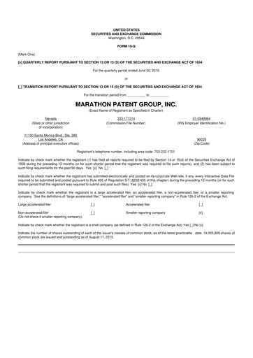 Thumbnail MARA Holdings
 10-Q Quarterly Report FY2015 