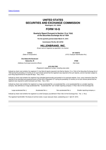 Thumbnail Hillenbrand 10-Q Quarterly Report FY2015 