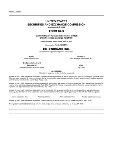 Thumbnail Hillenbrand 10-Q Quarterly Report FY2015 