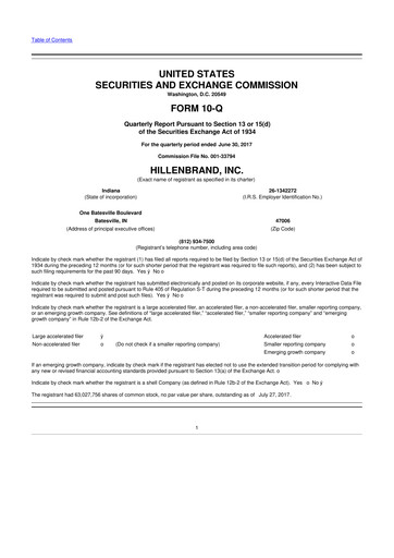 Thumbnail Hillenbrand 10-Q Quarterly Report FY2017 