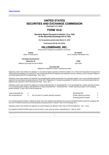 Thumbnail Hillenbrand 10-Q Quarterly Report FY2018 