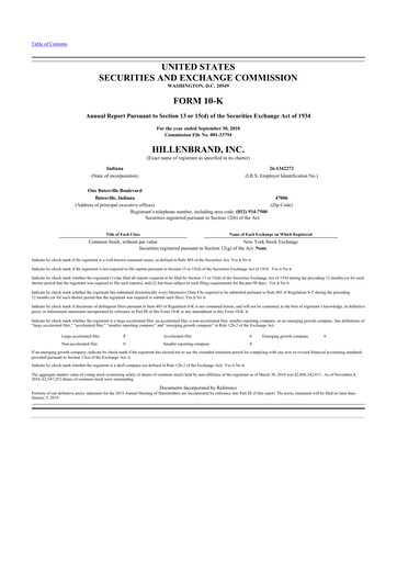 Thumbnail Hillenbrand 10-K Annual Report 2018