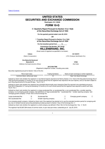 Thumbnail Hillenbrand 10-Q Quarterly Report FY2019 