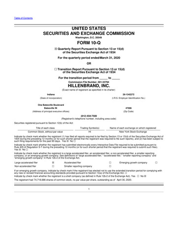 Thumbnail Hillenbrand 10-Q Quarterly Report FY2020 