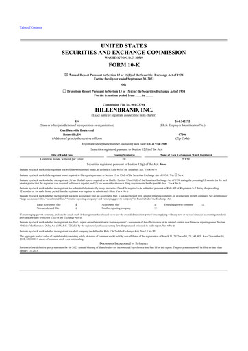 Thumbnail Hillenbrand 10-K Annual Report 2022