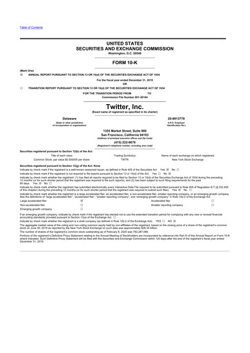 Thumbnail Twitter 10-K Annual Report 2019