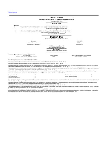 Thumbnail Twitter 10-K Annual Report 2021