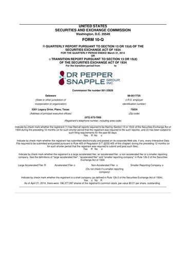 Thumbnail Keurig Dr Pepper 10-Q Quarterly Report FY2014 