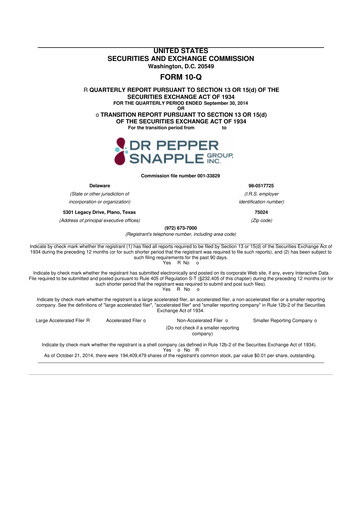 Thumbnail Keurig Dr Pepper 10-Q Quarterly Report FY2014 