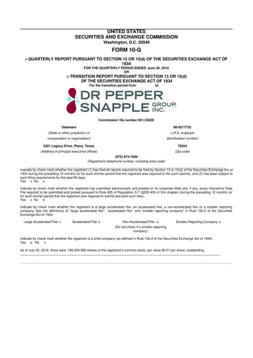 Thumbnail Keurig Dr Pepper 10-Q Quarterly Report FY2016 