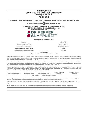 Thumbnail Keurig Dr Pepper 10-Q Quarterly Report FY2017 