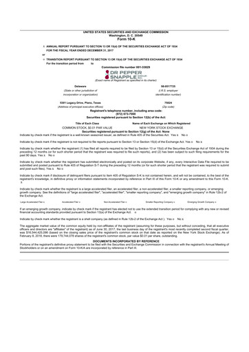 Thumbnail Keurig Dr Pepper 10-K Annual Report 2017