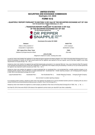 Thumbnail Keurig Dr Pepper 10-Q Quarterly Report FY2018 