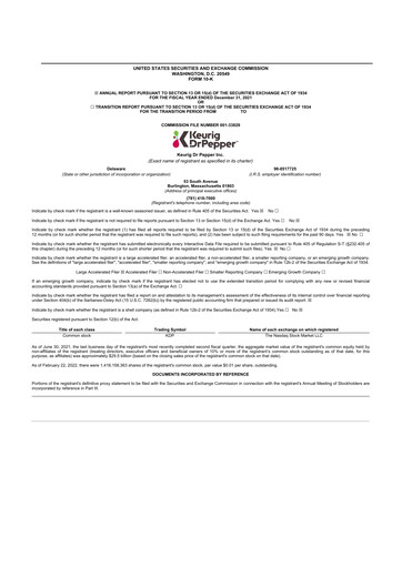 Thumbnail Keurig Dr Pepper 10-K Annual Report 2021