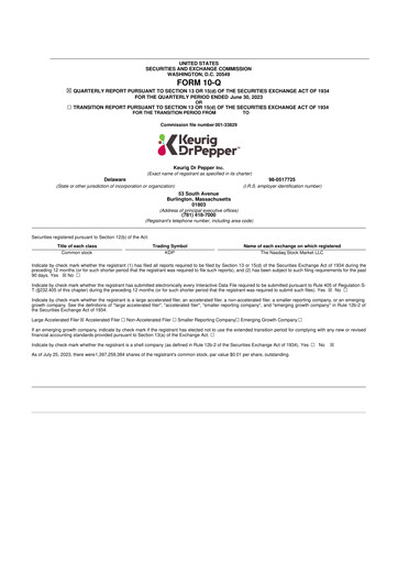 Thumbnail Keurig Dr Pepper 10-Q Quarterly Report FY2023 