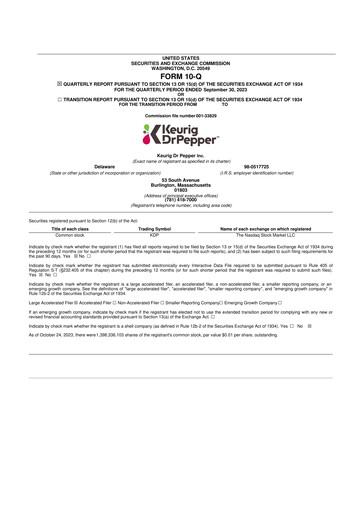 Thumbnail Keurig Dr Pepper 10-Q Quarterly Report FY2023 