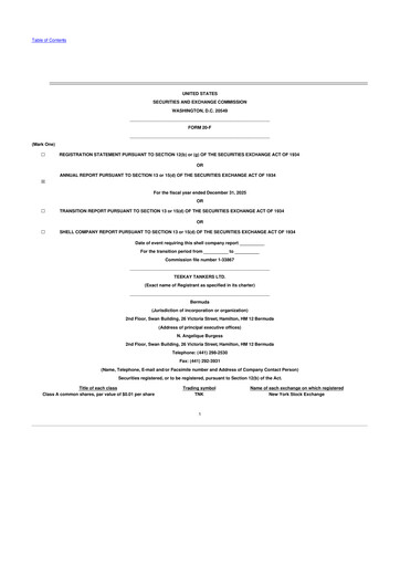 Miniature Teekay Tankers 20-F Rapport annuel 2025