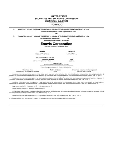 Thumbnail Enovis 10-Q Quarterly Report FY2022 