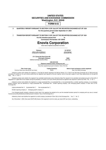 Thumbnail Enovis 10-Q Quarterly Report FY2024 