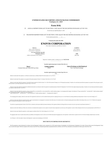 Thumbnail Enovis 10-K Annual Report 2024